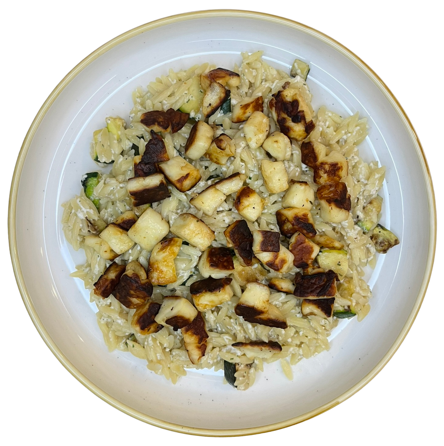 Orzo, courgettes et halloumi grillé 🥦