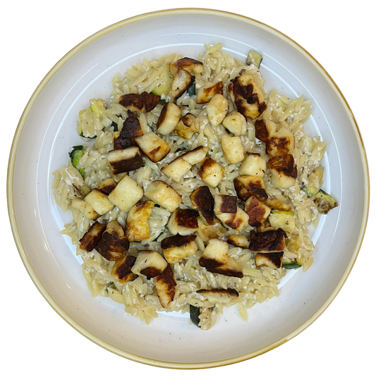 Orzo, courgettes et halloumi grillé 🥦
