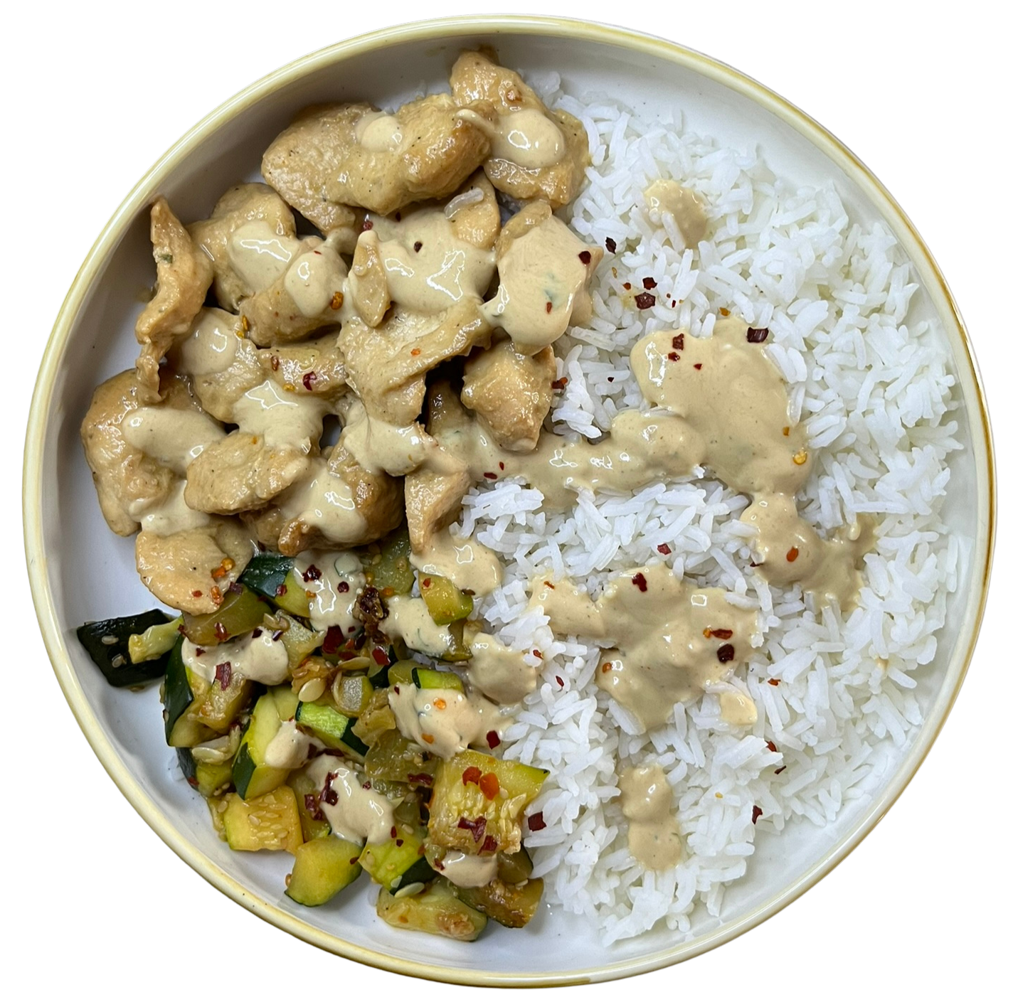 Poulet satay et courgettes pimentées
